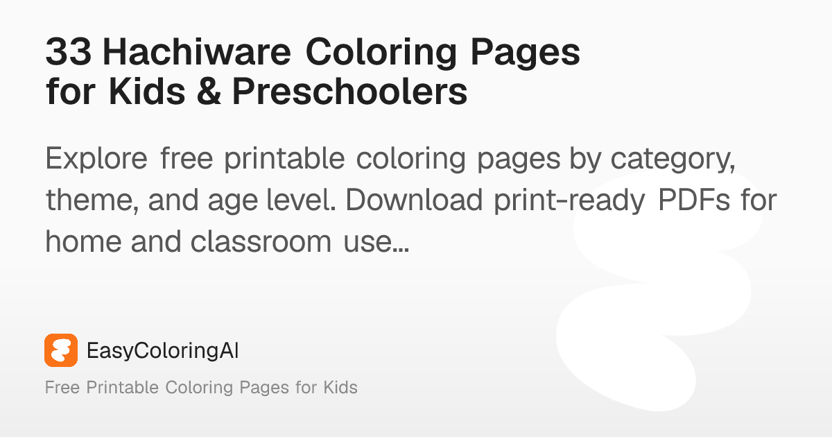 33 Hachiware Coloring Pages for Kids & Preschoolers – EasyColoringAI
