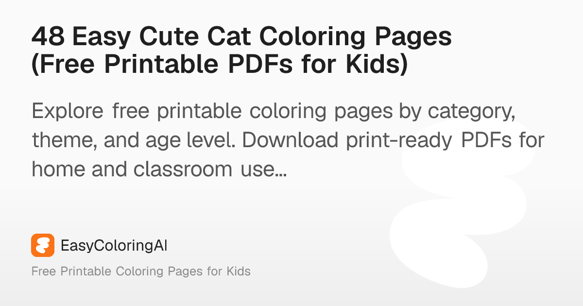 48 Easy Cute Cat Coloring Pages (Free Printable PDFs for Kids ...